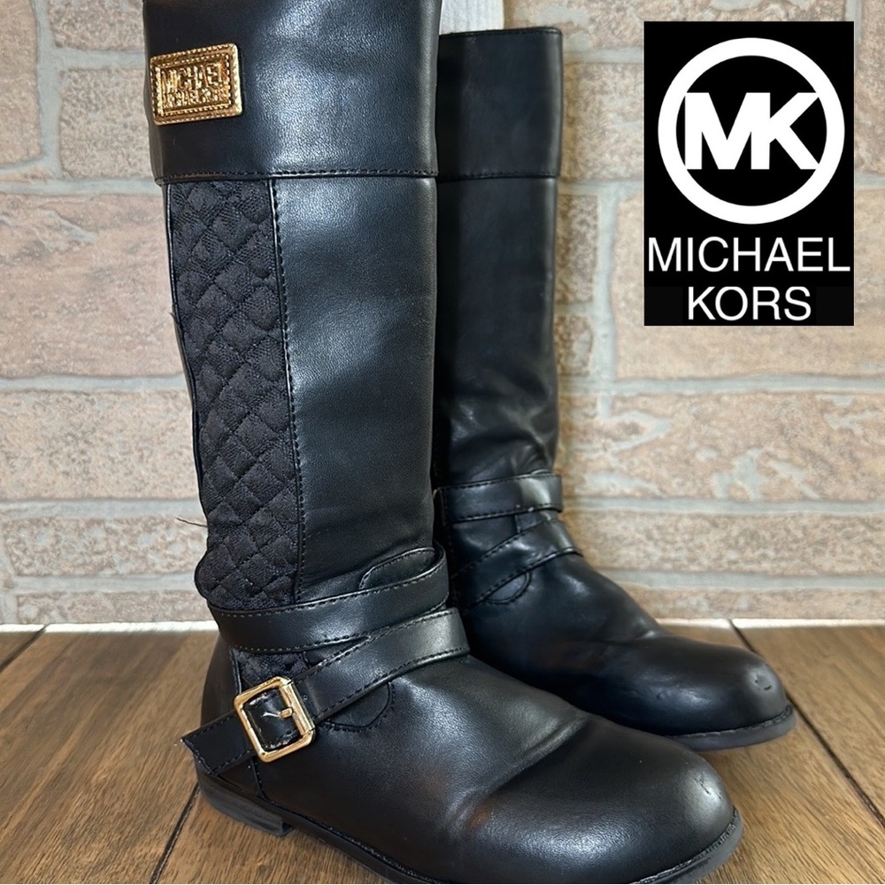 Michael / Michael Kors Dahlia Little Girls Black Quilted Riding Boots / Size 12